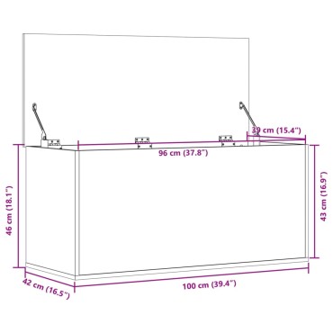 vidaXL Κουτί Αποθήκευσης Sonoma Δρυς 100x42x46cm Επεξεργασμένο Ξύλο 1 τεμ.