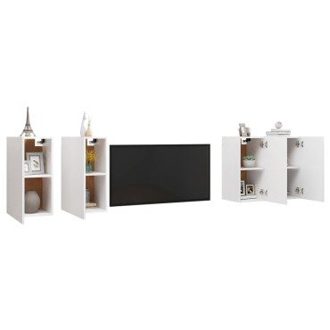 vidaXL Έπιπλα Τηλεόρασης 4 τεμ. Λευκά 30,5x30x60cm Επεξ. Ξύλο