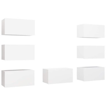 vidaXL Έπιπλα Τηλεόρασης 7 τεμ. Λευκά 30,5x30x60cm Επεξ. Ξύλο