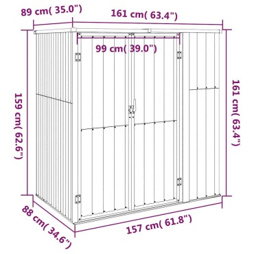 vidaXL Αποθήκη Εργαλείων Κήπου Καφέ 161x89x161 εκ. από Γαλβαν. Ατσάλι