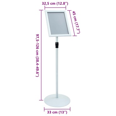 vidaXL Πόδι αφίσας Ασημί 33 x 33 x 126 εκ PVC και Ατσάλι