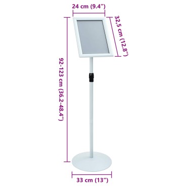 vidaXL Πόδι αφίσας Ασημί 33 x 33 x 123 εκ PVC και Ατσάλι