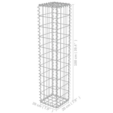 vidaXL Συρματοκιβώτιο Τοίχος 20x20x100cm Γαλβαν.Χάλυβας + Καλύμματα