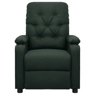 vidaXL Πολυθρόνα Μασάζ Σκούρο Πράσινο Υφασμάτινη