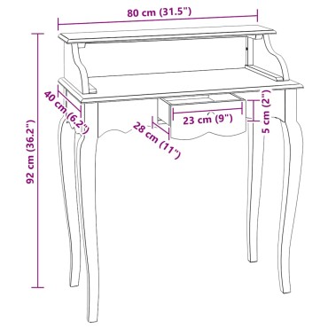 vidaXL Σεκρετέρ 80x40x92cm από Μασίφ Μαόνι 1 τεμ.