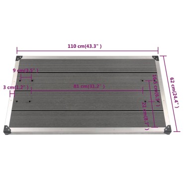 vidaXL Βάση Ντουζιέρας Εξωτερ. Χώρου Γκρι 110x62 εκ. WPC/Ανοξ. Ατσάλι