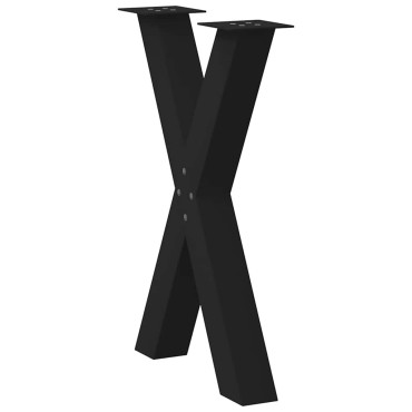 vidaXL Πόδια Τραπεζαρίας σε Σχήμα Χ, 2 τεμ. Μαύρο, Ατσάλι 50x(72-73)cm