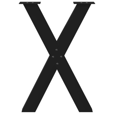 vidaXL Πόδια Τραπεζαρίας σε Σχήμα Χ, 2 τεμ. Μαύρο, Ατσάλι 50x(72-73)cm