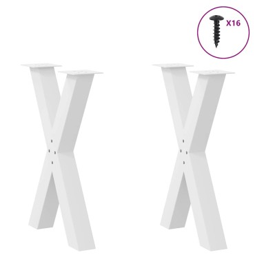vidaXL Πόδια Τραπεζαρίας σε Σχήμα Χ, 2 τεμ. Λευκά 50x(72-73)cm Ατσάλι