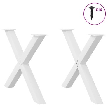 vidaXL Πόδια Τραπεζαρίας σε Σχήμα Χ, 2 τεμ. Λευκά 90x(72-73)cm Ατσάλι