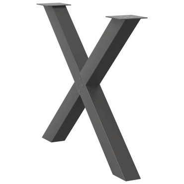 vidaXL Πόδια Τραπεζαρίας σε Σχήμα Χ, 2 τεμ. Ανθρακί 90x(72-73)cm Ατσάλι