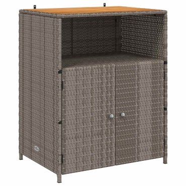 vidaXL Ντουλαπιού Γκρι 70x50x87cm Πολυεστέρας και Ρόλυ Ράττεν 1 τεμ.