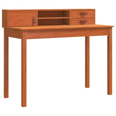 vidaXL Γραφείο με ράφι Κερωτό καφέ 110x50x93cm Στερεό ξύλο πεύκου 1 τεμ.