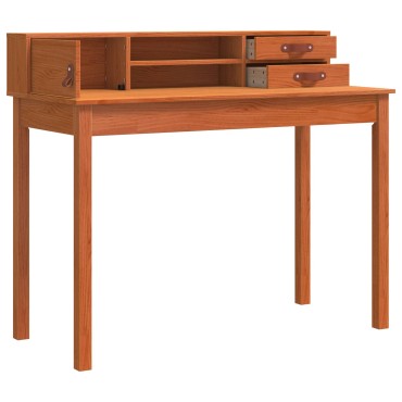 vidaXL Γραφείο με ράφι Κερωτό καφέ 110x50x93cm Στερεό ξύλο πεύκου 1 τεμ.