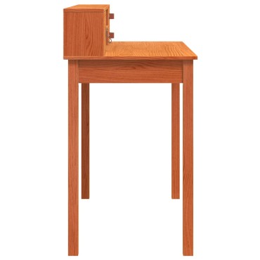 vidaXL Γραφείο με ράφι Κερωτό καφέ 110x50x93cm Στερεό ξύλο πεύκου 1 τεμ.