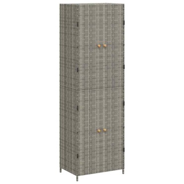 vidaXL Ντουλάπι Αποθήκευσης Κήπου Γκρι 59x40x180cm από Συνθ. Ρατάν 1 τεμ.