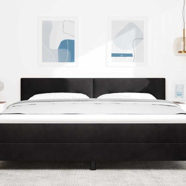vidaXL LED κεφαλάρι με LED ταινίες φωτός Μαύρο Βελούδο 180x7x88cm