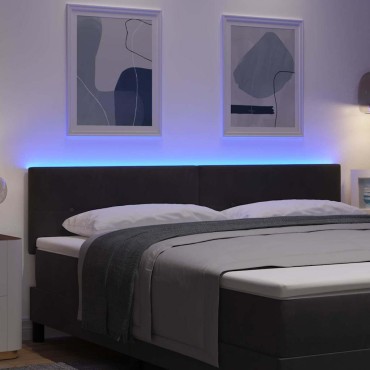 vidaXL LED κεφαλάρι με LED ταινίες φωτός Μαύρο Βελούδο 180x7x88cm