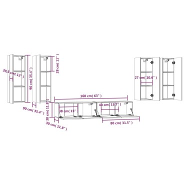 vidaXL Σετ Επίπλων Τηλεόρασης 6 Τεμ. Γκρι Sonoma Επεξεργασμένο Ξύλο