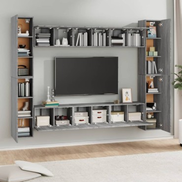 vidaXL Σετ Επίπλων Τηλεόρασης 10 τεμ. Γκρι Sonoma Επεξεργασμένο Ξύλο