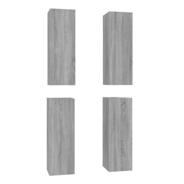 vidaXL Έπιπλα Τηλεόρασης 4 τεμ. Γκρι Sonoma30,5x30x90cm Επεξ. Ξύλο