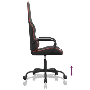 vidaXL Καρέκλα Gaming Μασάζ Μαύρο/Κόκκινο από Συνθετικό Δέρμα 54x61,5x(118,5-128)cm 1 τεμ.