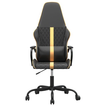 vidaXL Καρέκλα Gaming Μαύρο/Χρυσό από Συνθετικό Δέρμα 54x61,5x(118,5-128)cm 1 τεμ.