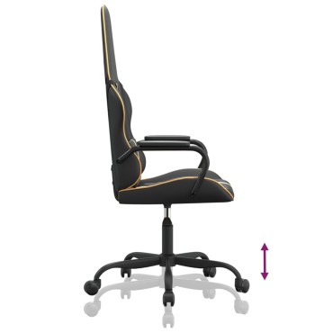 vidaXL Καρέκλα Gaming Μαύρο/Χρυσό από Συνθετικό Δέρμα 54x61,5x(118,5-128)cm 1 τεμ.