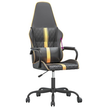 vidaXL Καρέκλα Gaming Μαύρο/Χρυσό από Συνθετικό Δέρμα 54x61,5x(118,5-128)cm 1 τεμ.