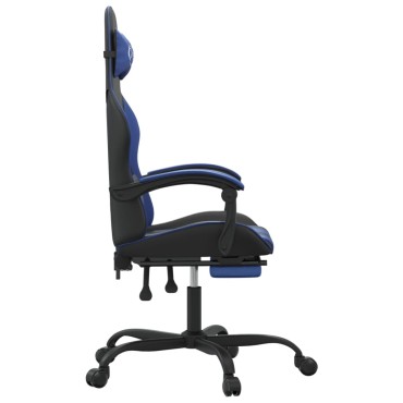 vidaXL Καρέκλα Gaming Μασάζ Υποπόδιο Μαύρο/μπλε από Συνθετικό Δέρμα 57,5x59,5x(121-131)cm 1 τεμ.