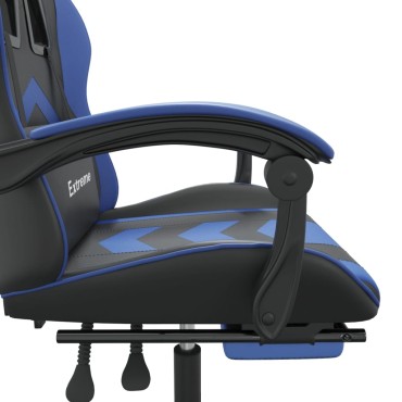 vidaXL Καρέκλα Gaming Μασάζ Υποπόδιο Μαύρο/μπλε από Συνθετικό Δέρμα 57,5x59,5x(121-131)cm 1 τεμ.