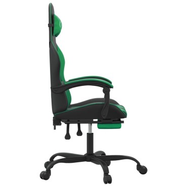 vidaXL Καρέκλα Gaming Μασάζ Υποπόδιο Μαύρο/Πράσινο από Συνθετικό Δέρμα 57,5x59,5x(121-131)cm 1 τεμ.
