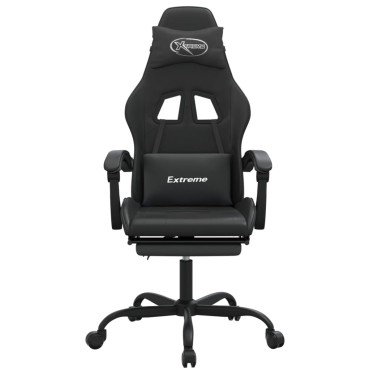 vidaXL Καρέκλα Gaming Μασάζ Υποπόδιο Μαύρο από Συνθετικό Δέρμα 57,5x59,5x(121-131)cm 1 τεμ.