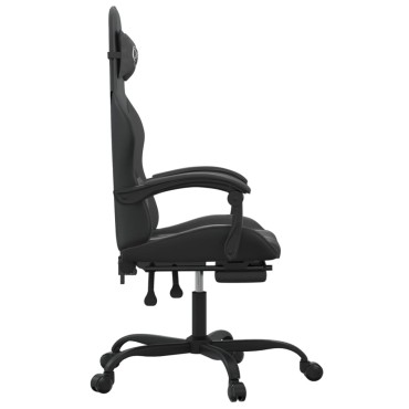 vidaXL Καρέκλα Gaming Μασάζ Υποπόδιο Μαύρο από Συνθετικό Δέρμα 57,5x59,5x(121-131)cm 1 τεμ.