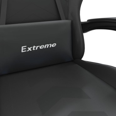 vidaXL Καρέκλα Gaming Μασάζ Υποπόδιο Μαύρο από Συνθετικό Δέρμα 57,5x59,5x(121-131)cm 1 τεμ.