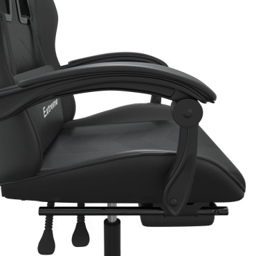 vidaXL Καρέκλα Gaming Μασάζ Υποπόδιο Μαύρο από Συνθετικό Δέρμα 57,5x59,5x(121-131)cm 1 τεμ.