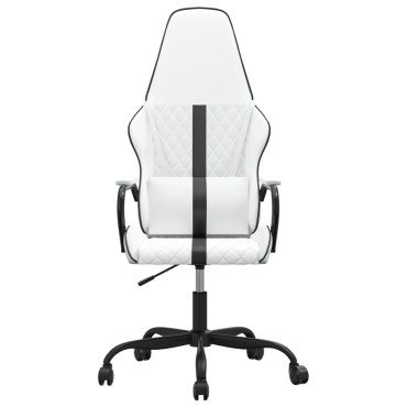 vidaXL Καρέκλα Gaming Μασάζ Ασπρόμαυρη από Συνθετικό Δέρμα 54x61,5x(118,5-128)cm 1 τεμ.