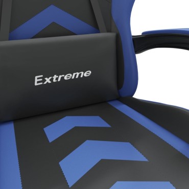 vidaXL Καρέκλα Gaming Περιστρ. Υποπόδιο Μαύρο & Μπλε Συνθετικό Δέρμα 57,5x59,5x(121-131)cm 1 τεμ.