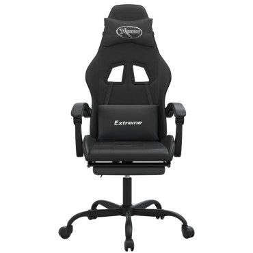 vidaXL Καρέκλα Gaming Περιστρ. Υποπόδιο Μαύρο Συνθετικό Δέρμα 57,5x59,5x(121-131)cm 1 τεμ.