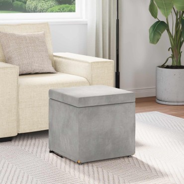 vidaXL Σκαμνί Ανοιχτό γκρι 41x41x40cm Βελούδο και Μηχανικά Ξύλα