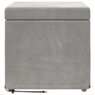 vidaXL Σκαμνί Ανοιχτό γκρι 41x41x40cm Βελούδο και Μηχανικά Ξύλα