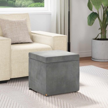 vidaXL Σκαμνί Σκούρο Γκρι 41x41x40cm Βελούδο και Μηχανικά Ξύλα