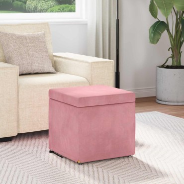 vidaXL Σκαμνί Ροζ 41x41x40cm Βελούδο και Μηχανικά Ξύλα