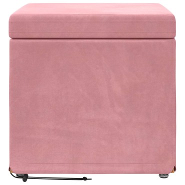 vidaXL Σκαμνί Ροζ 41x41x40cm Βελούδο και Μηχανικά Ξύλα
