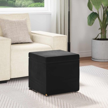 vidaXL Σκαμνί Μαύρο 41x41x40cm Βελούδο και Μηχανικά Ξύλα