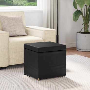 vidaXL Σκαμνί Μαύρο 41x41x40cm Ψεύτικο Δέρμα και Μηχανικά Ξύλα