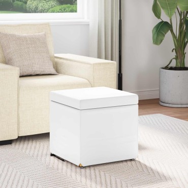 vidaXL Σκαμνί Λευκό 41x41x40cm Ψεύτικο Δέρμα και Μηχανικά Ξύλα