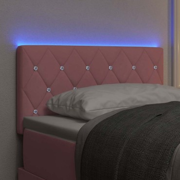 vidaXL LED κεφαλάρι με LED ταινίες φωτός με κεφαλάρι Ροζ Βελούδο 80x7x88cm