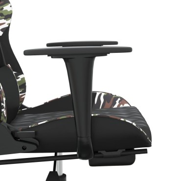 vidaXL Καρέκλα Gaming Μασάζ Υποπόδιο Μαύρο/Παραλλαγή Συνθετικό Δέρμα 64x60x(117-127)cm 1 τεμ.