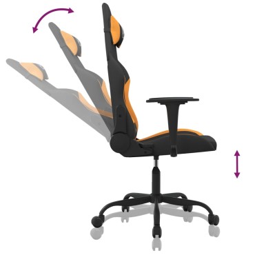 vidaXL Καρέκλα Gaming Μαύρο και πορτοκαλί Υφασμάτινη 65x62,5x(120-130)cm 1 τεμ.